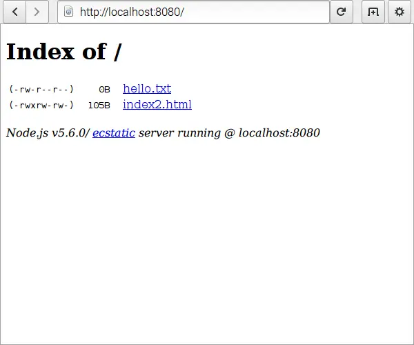 Web browser with directory listing