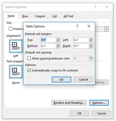 outlook-table-margins