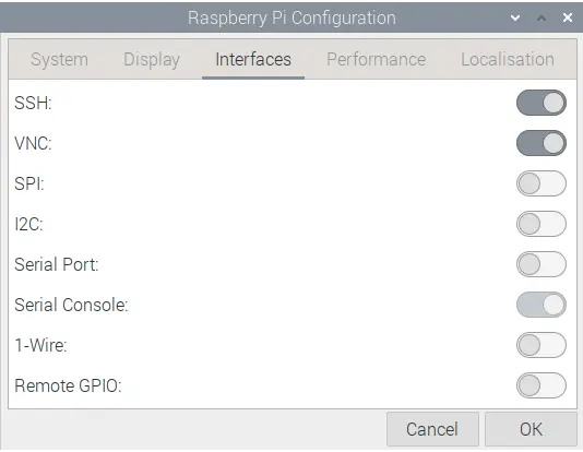 VNC and SSH Raspi config